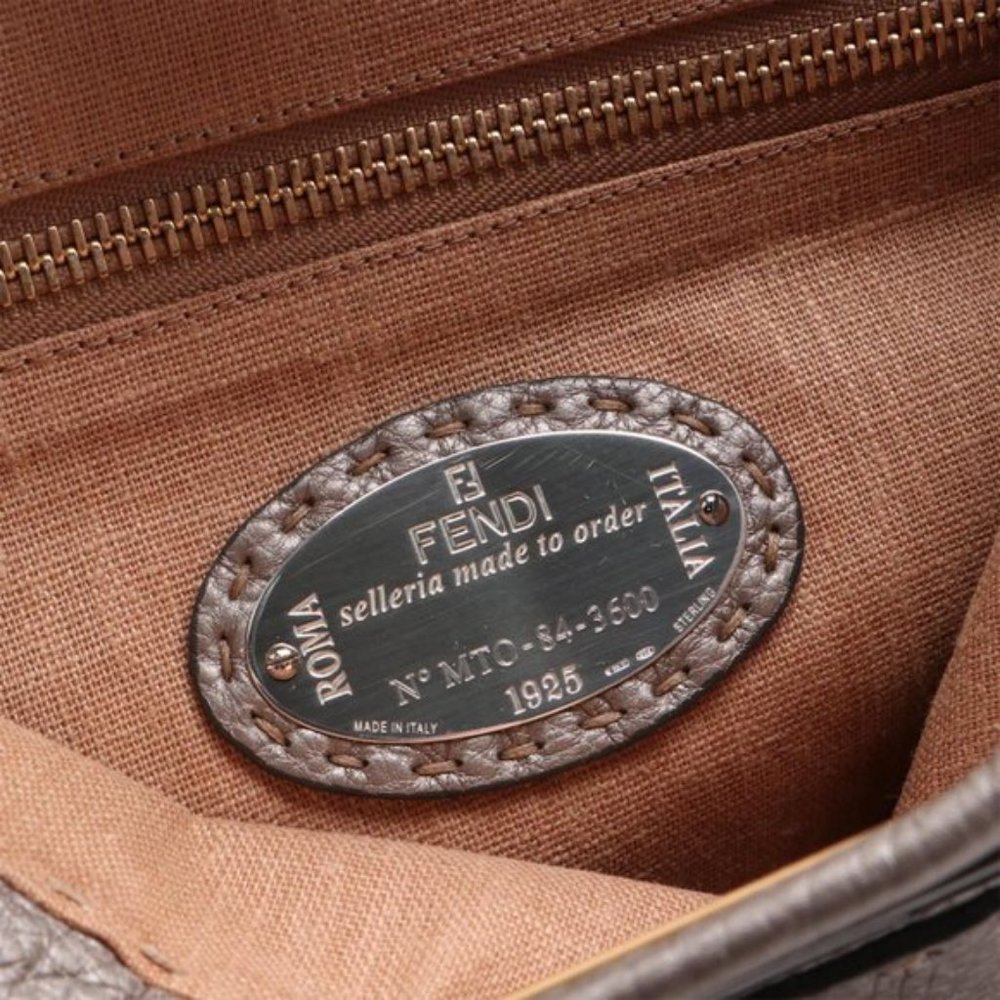 Fendi Medium Gray Leather Selleria Peekaboo Bag - Picture 10 of 13